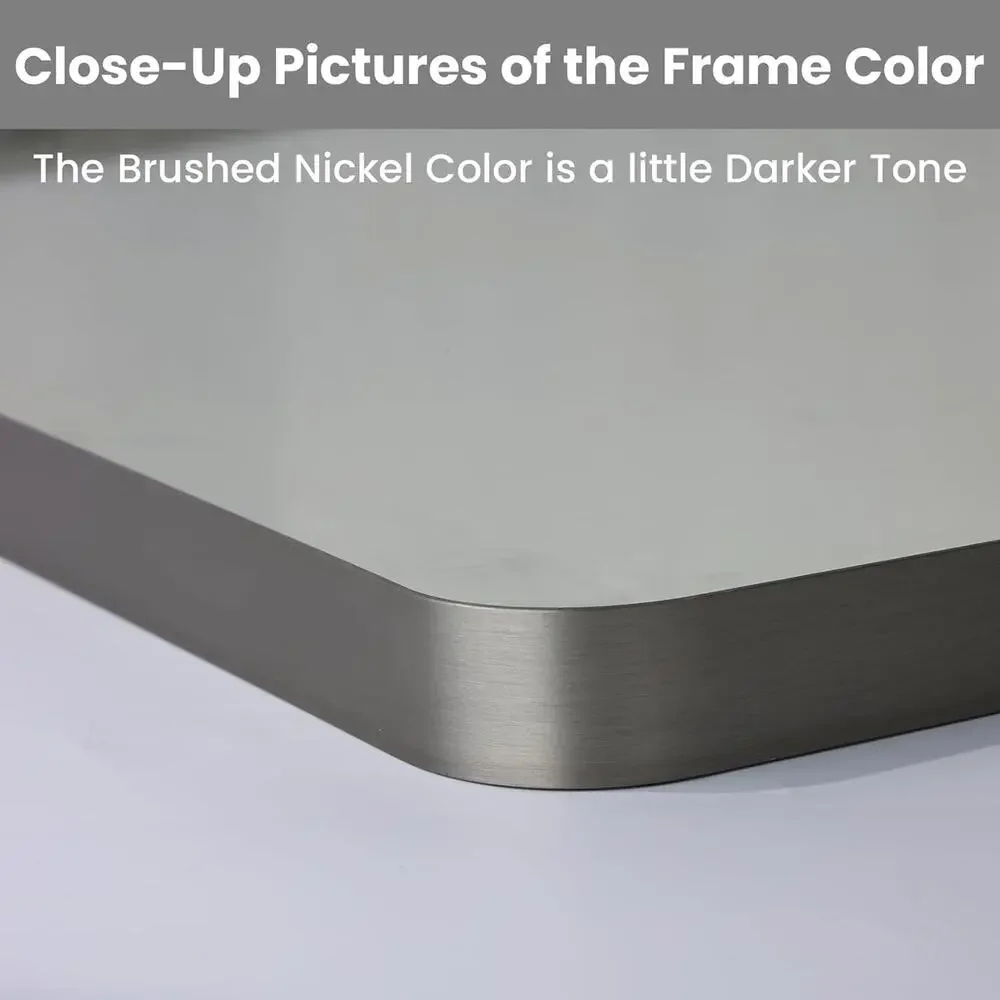 LOAAO 24X36 Inch Brushed Nickel Bathroom Mirror, Rounded Rectangle Silver Metal